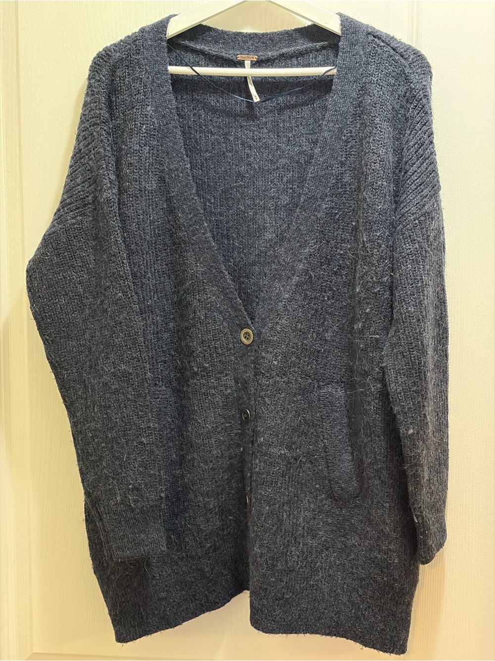 Dark Purple Alpaca Wool Mohair Oversized Cozy Button Cardigan